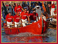 Regata Storica 2009 su Caorline - Rosso (Pellestrina): Renzo Savoldello, Massimo Tonello, Diego Seno, Michele Vianello, Alberto Busetto, Alessandro Secco