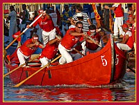 Regata Storica 2009 su Caorline - Rosso (Pellestrina): Renzo Savoldello, Massimo Tonello, Diego Seno, Michele Vianello, Alberto Busetto, Alessandro Secco