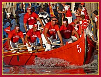 Regata Storica 2009 su Caorline - Rosso (Pellestrina): Renzo Savoldello, Massimo Tonello, Diego Seno, Michele Vianello, Alberto Busetto, Alessandro Secco