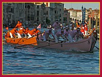 Regata Storica 2009 su Caorline - Rosa (Jesolo): Marco Lazzarini, Sandro Tagliapietra “Ciaci”, Enrico Tagliapietra “Panna”, Marino Almansi, Mattia Costantini, Damiano Allegretto