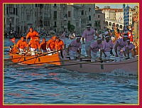 Regata Storica 2009 su Caorline - Rosa (Jesolo): Marco Lazzarini, Sandro Tagliapietra “Ciaci”, Enrico Tagliapietra “Panna”, Marino Almansi, Mattia Costantini, Damiano Allegretto