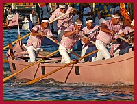 Regata Storica 2009 su Caorline - Rosa (Jesolo): Marco Lazzarini, Sandro Tagliapietra “Ciaci”, Enrico Tagliapietra “Panna”, Marino Almansi, Mattia Costantini, Damiano Allegretto