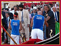 Regata Storica 2009 - Sfida delle Remiere sur Gondole a 4 remi - Storica 2009: Gondole a 4 remi - il ministro Renato Brunetta, il sindaco di Venezia Massimo Cacciari, il Coordinamento con Fabio Peron e Roberto Fagarazzi